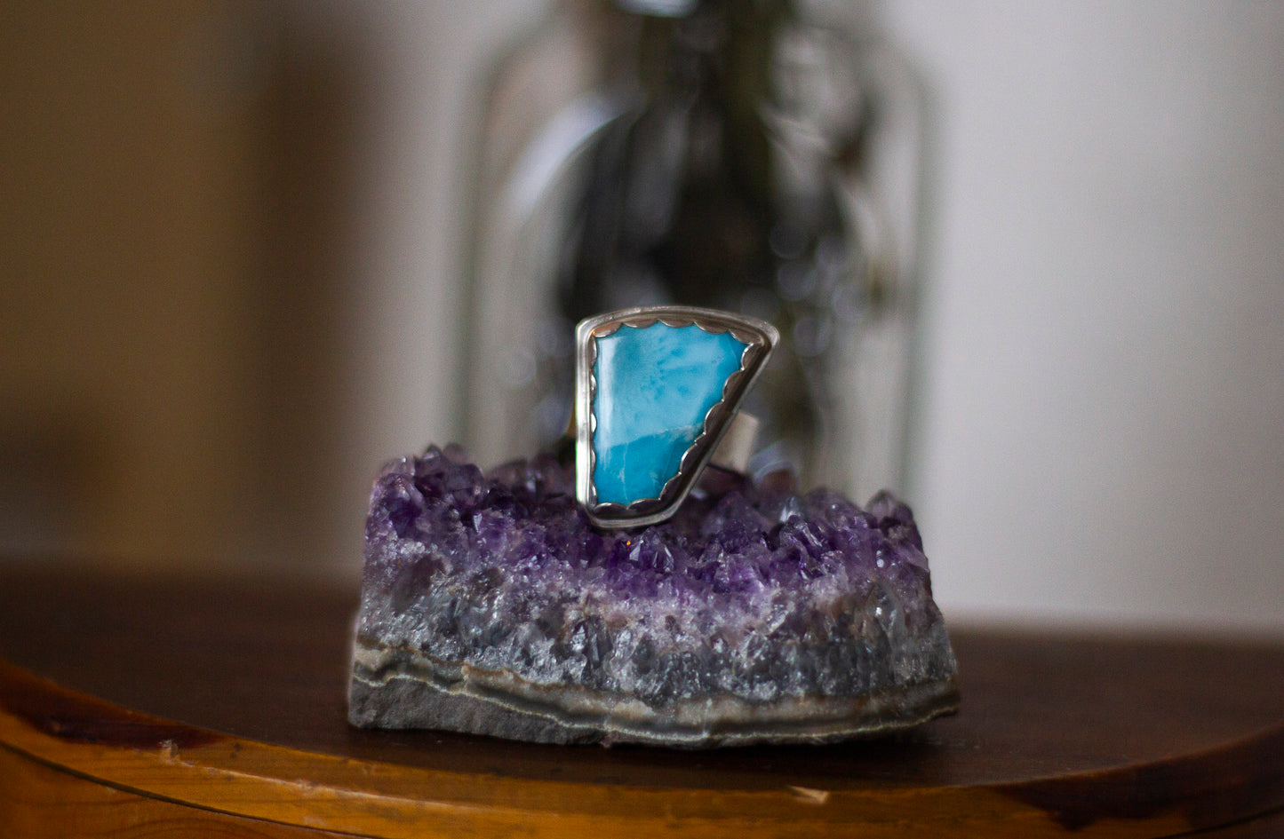 Freeform Larimar Statement Ring ✦ Size 6.5 ✦ Handmade