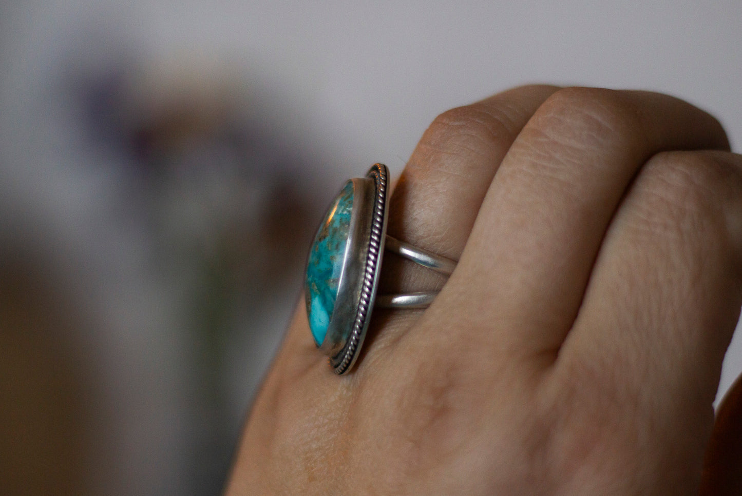 Large Oval Turquoise Ring ✦ Size 9 ✦ Handmade
