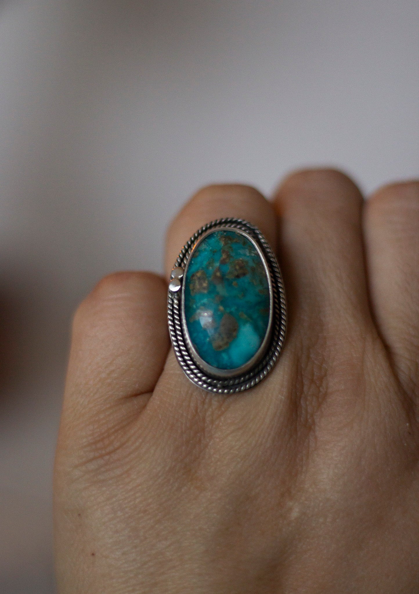 Large Oval Turquoise Ring ✦ Size 9 ✦ Handmade