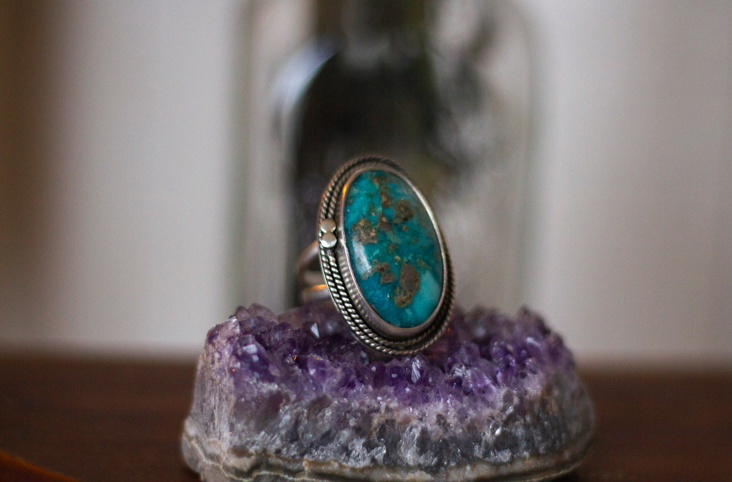 Large Oval Turquoise Ring ✦ Size 9 ✦ Handmade