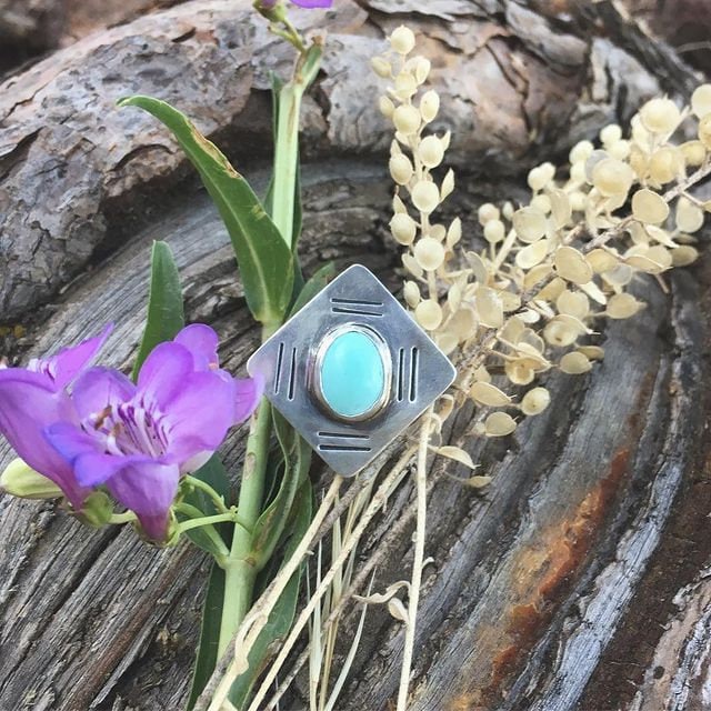 Sterling Silver & Sleeping Beauty Turquoise Stacker Ring. Sz. 7